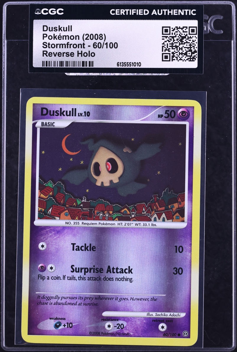 2008 Pokemon Diamond & Pearl Stormfront Reverse Holo Duskull #60 CGC AUTH