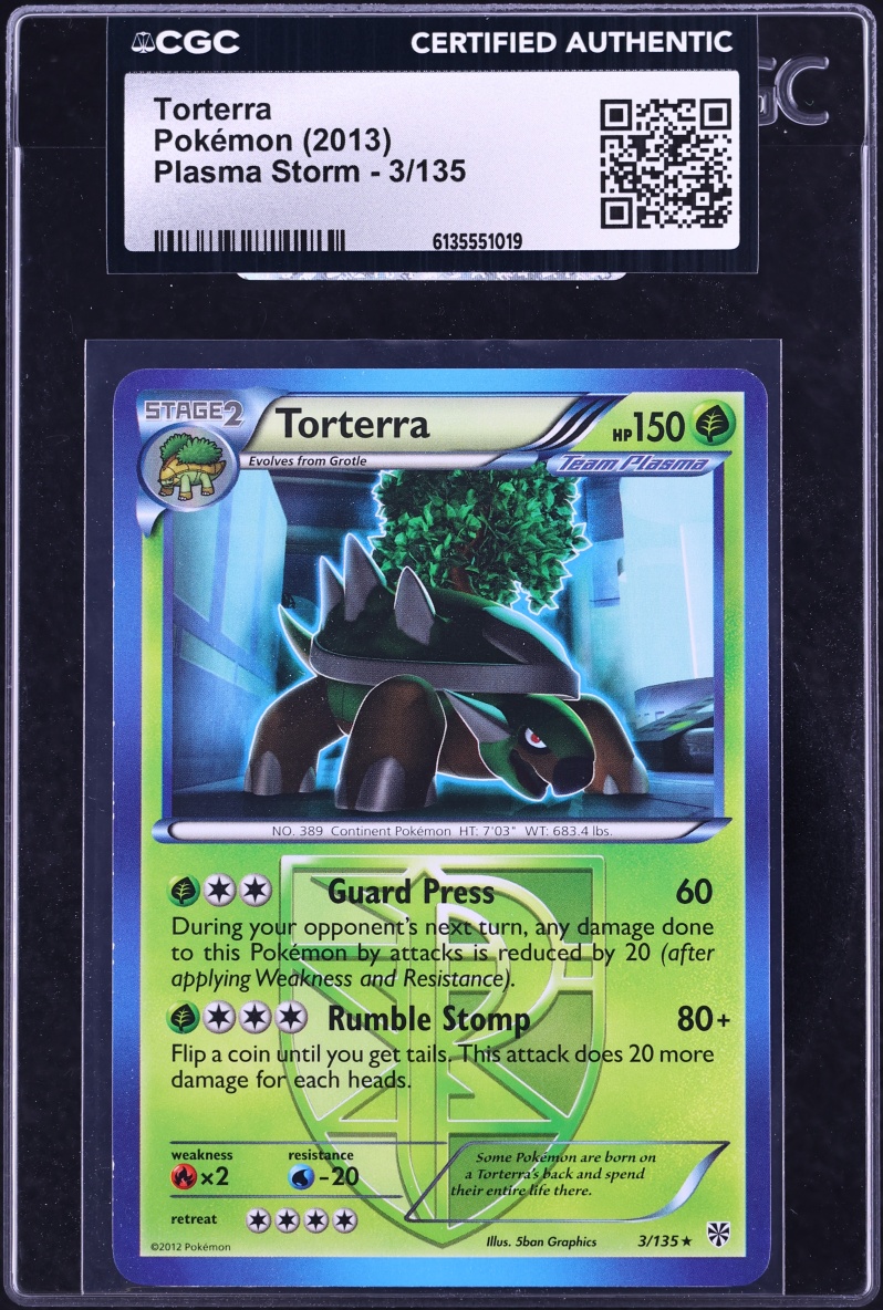 2013 Pokemon Plasma Storm Torterra #3 CGC AUTH