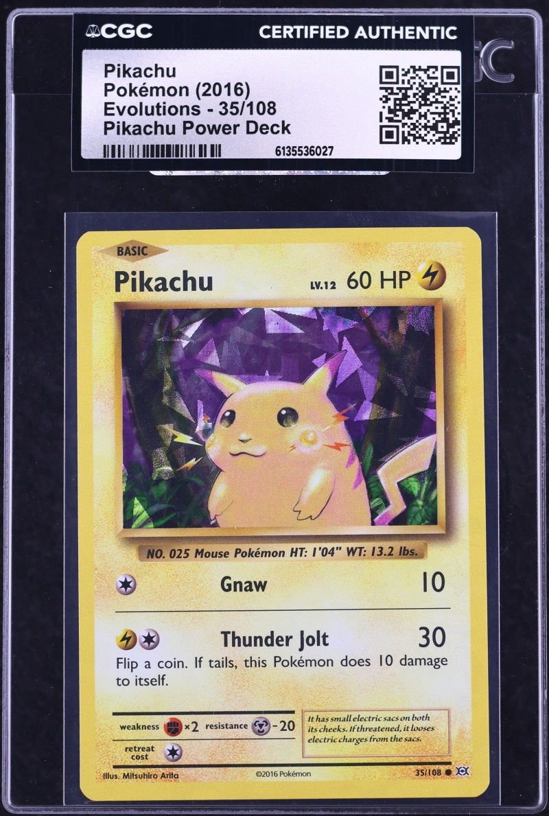 2016 Pokemon XY Evolutions Power Deck Pikachu #35 CGC AUTH