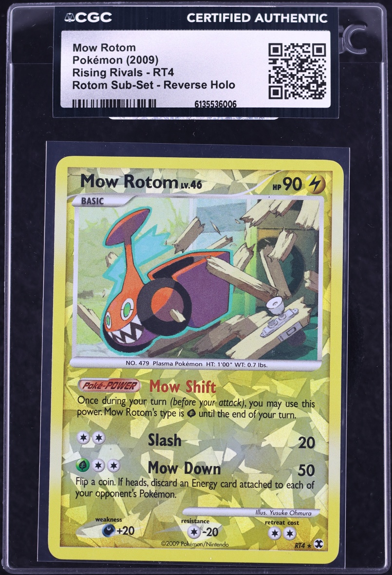 2009 Pokemon Platinum Rising Rivals Sub-Set Reverse Holo Mow Rotom #RT4 CGC AUTH