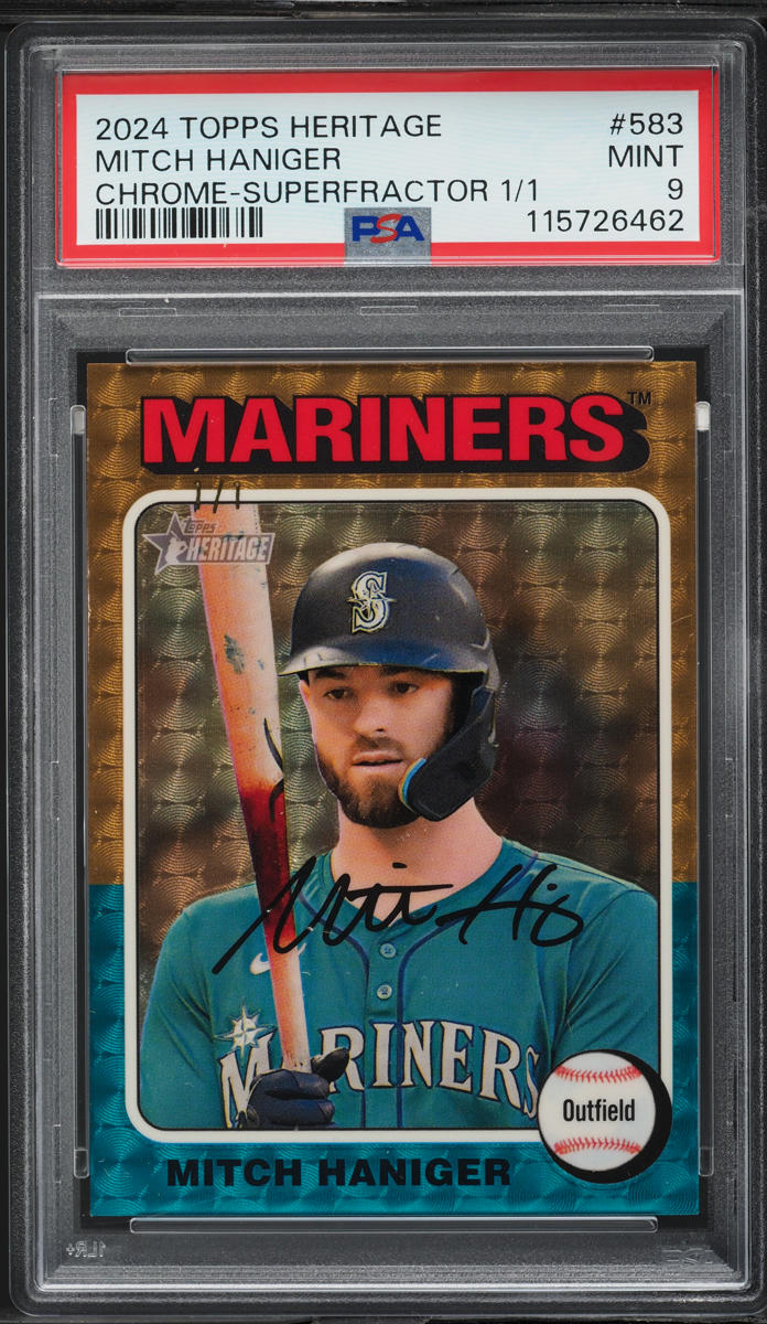 2024 Topps Heritage Chrome Superfractor Mitch Haniger  1/1 #583 PSA 9 MINT
