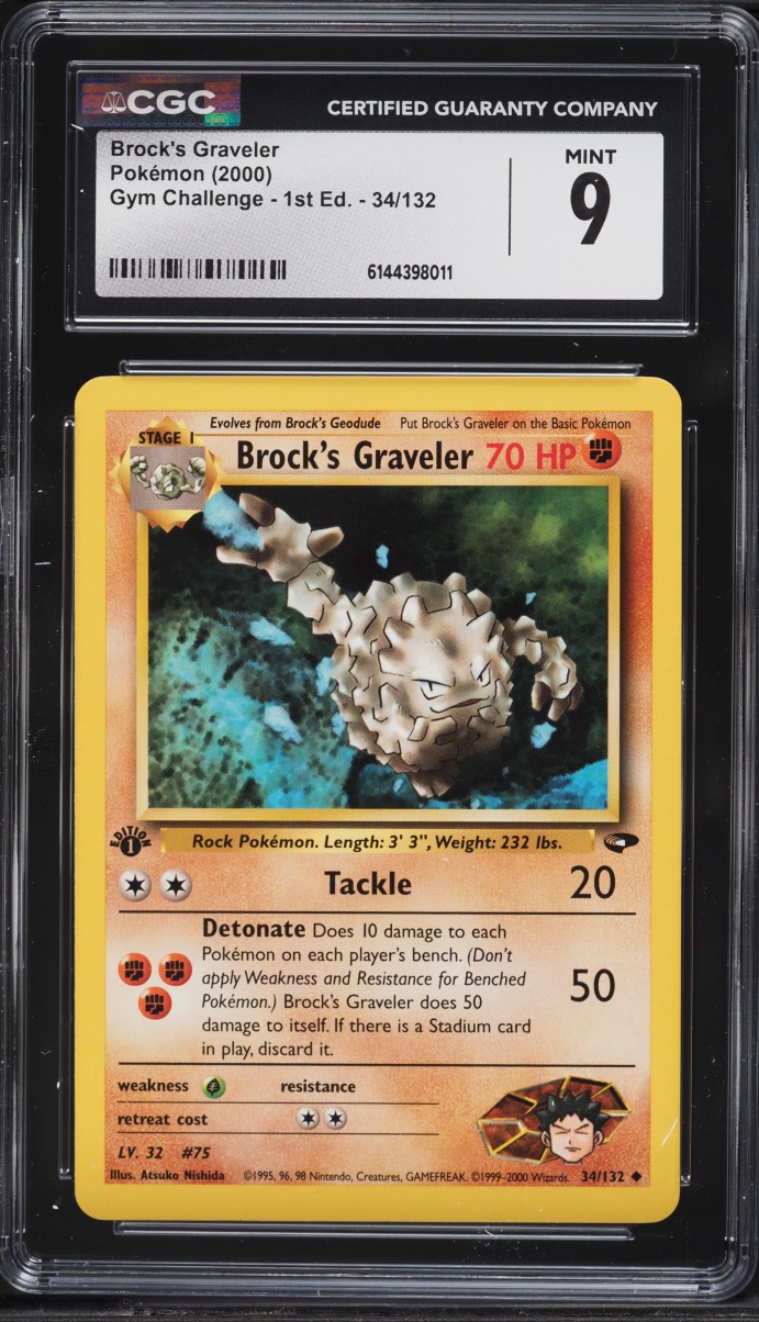 2000 Pokemon Gym Challenge 1st Edition Brock's Graveler #34 CGC 9 MINT