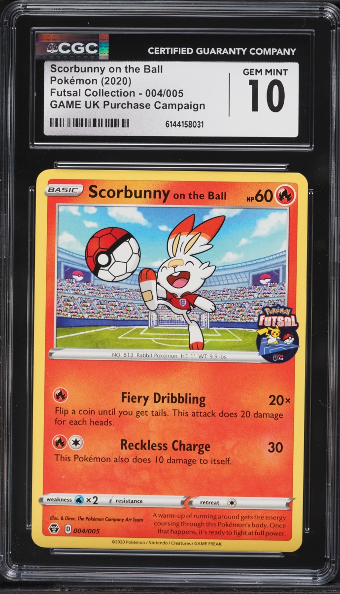 2020 Pokemon Sword & Shield Futsal Collection Game UK Purchase Scorbunny On The Ball #4 CGC 10