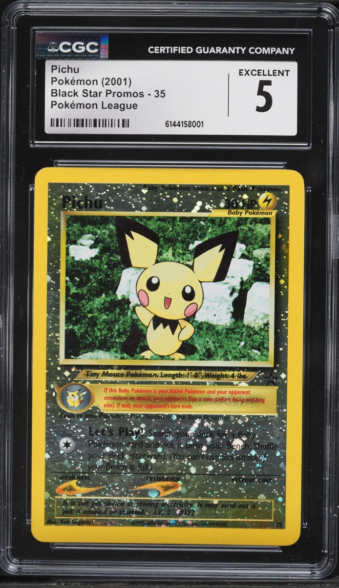 2001 Pokemon League Black Star Promo Pichu #35 CGC 5 EX