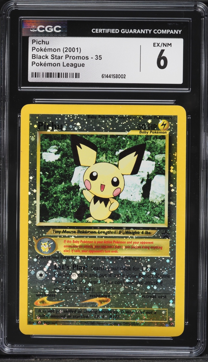 2001 Pokemon League Black Star Promo Pichu #35 CGC 6 EXMT