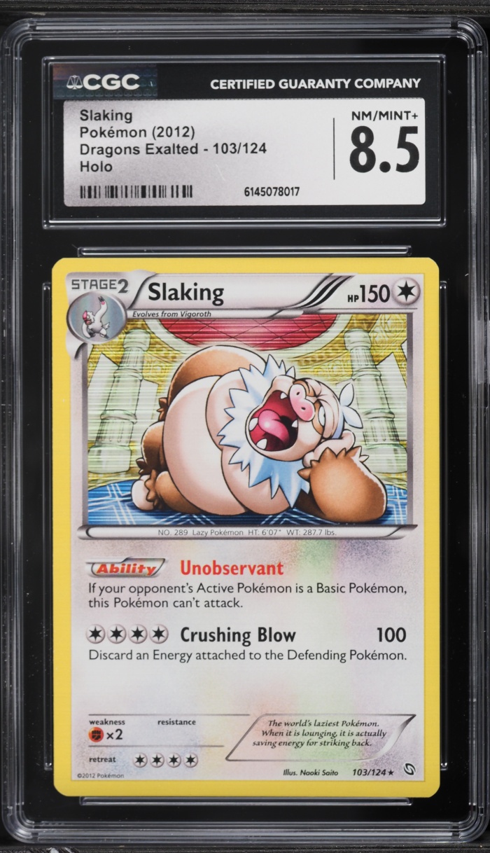 2012 Pokemon Black & White Dragons Exalted Holo Slaking #103 CGC 8.5 NM-MT+
