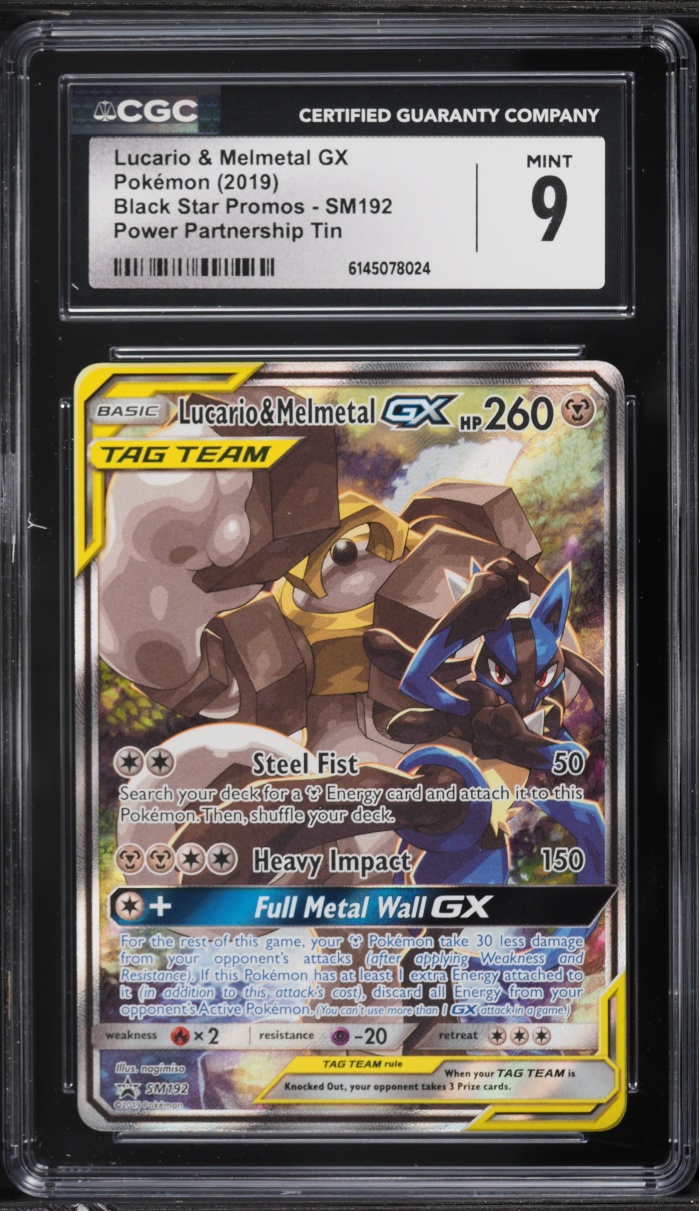 2019 Pokemon SM Promo Power Partnership Full Art Lucario & Melmetal GX #SM192 CGC 9 MINT