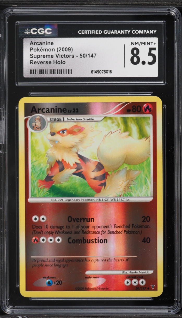 2009 Pokemon Platinum Supreme Victors Reverse Holo Arcanine #50 CGC 8.5 NM-MT+