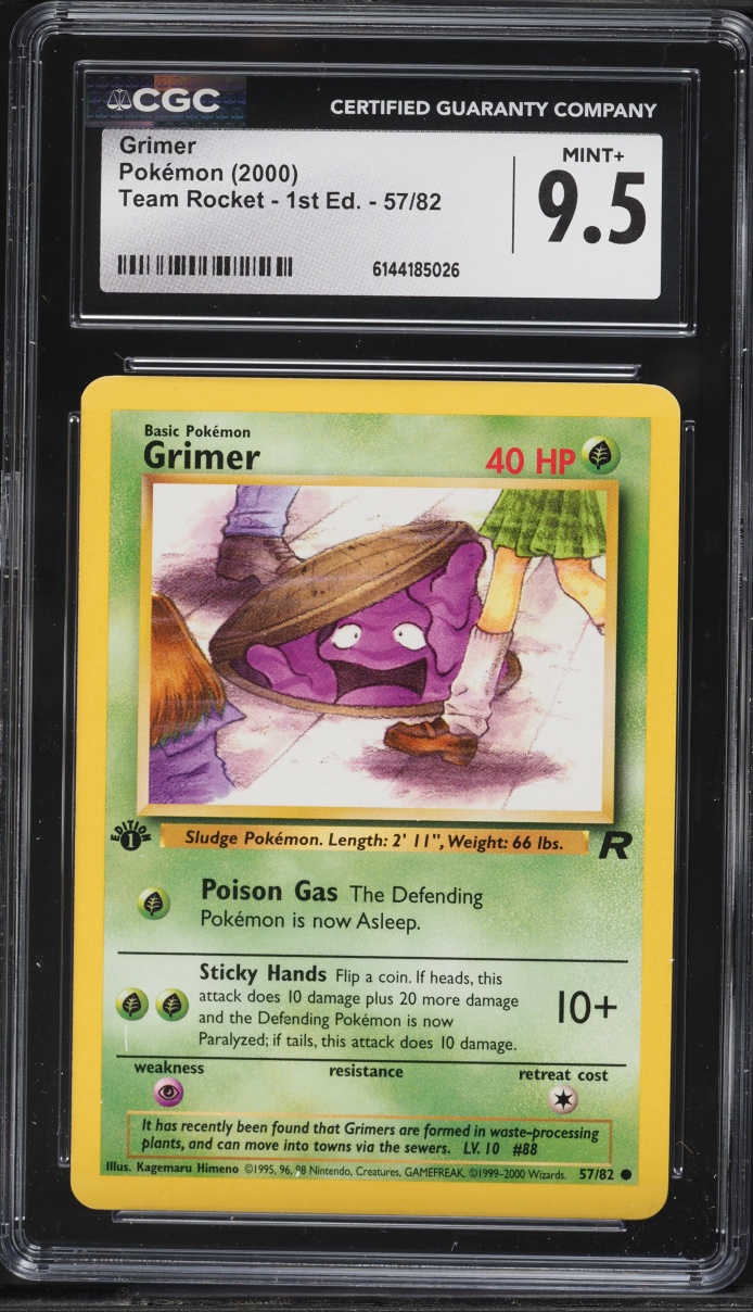 2000 Pokemon Team Rocket 1st Edition Grimer #57 CGC 9.5 MINT+