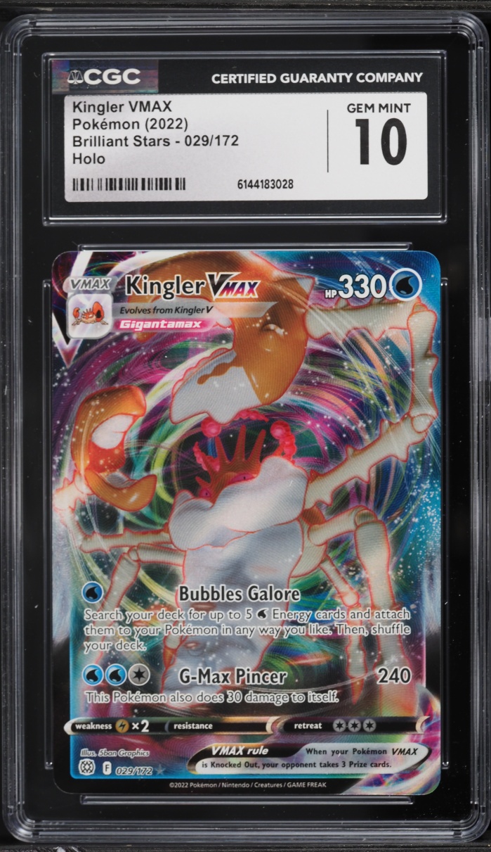 2022 Pokemon Sword & Shield Brilliant Stars Full Art Kingler VMAX #29 CGC 10 GEM MINT