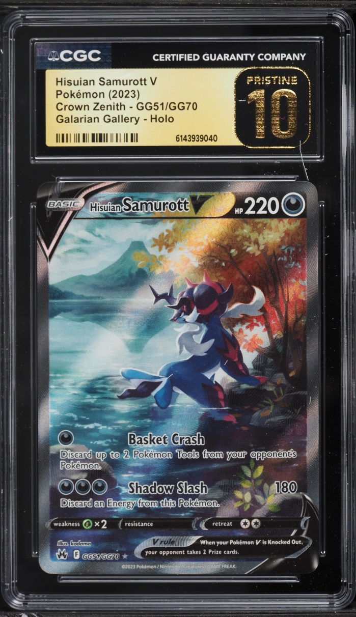 2023 Pokemon Sword & Shield Crown Zenith Alt Art Hisuian Samurott V #GG51 CGC 10 PRISTINE
