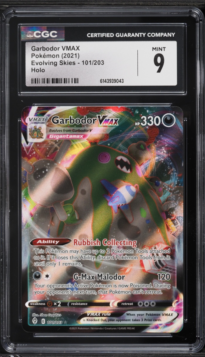 2021 Pokemon Sword & Shield Evolving Skies Full Art Garbodor VMAX #101 CGC 9 MINT