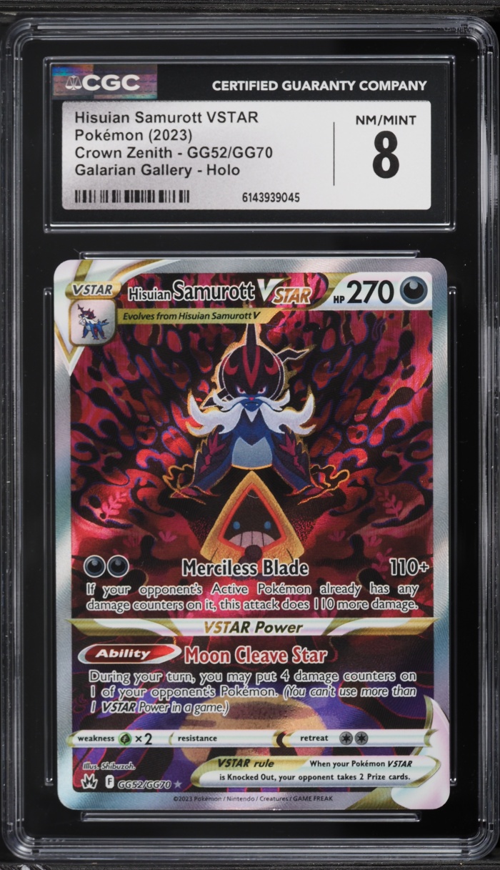 2023 Pokemon Sword & Shield Crown Zenith Alt Art Hisuian Samurott VSTAR #GG52 CGC 8 NM-MT