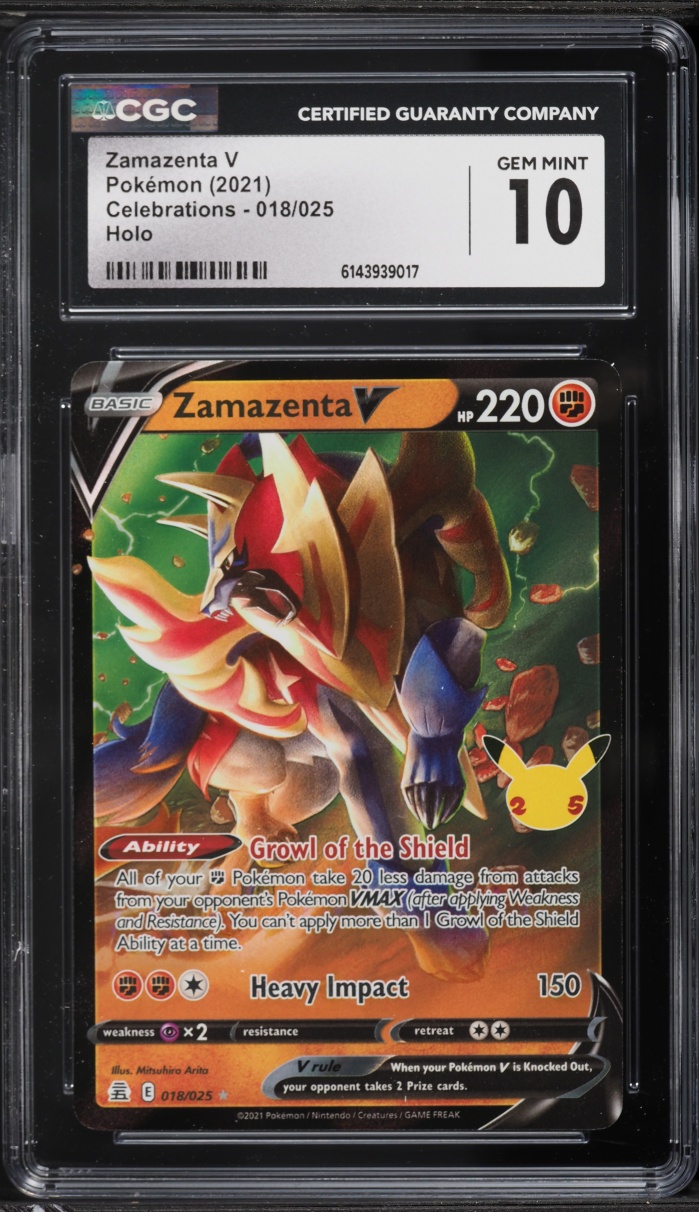 2021 Pokemon Sword & Shield Celebrations Holo Zamazenta V #18 CGC 10 GEM MINT