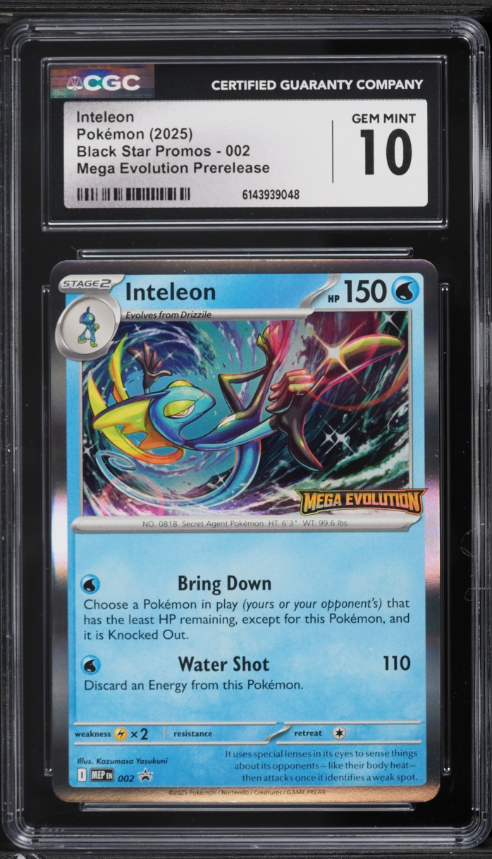 2025 Pokemon Mega Evolution Black Star Promo Prerelease Inteleon #2 CGC 10 GEM MINT