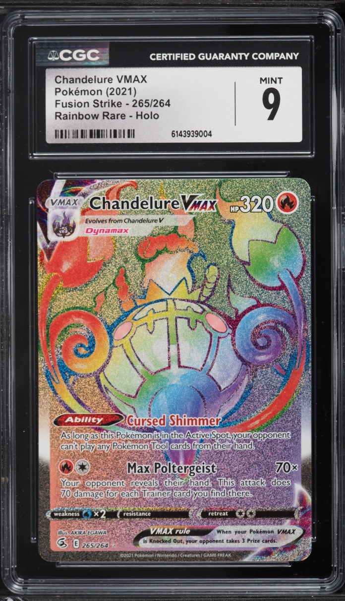 2021 Pokemon Sword & Shield Fusion Strike Rainbow Rare Chandelure VMAX #265 CGC 9 MINT