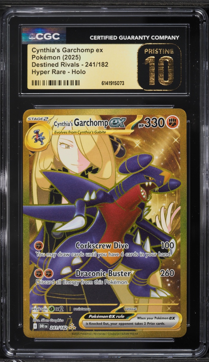 2025 Pokemon SV Destined Rivals Gold Rare Cynthia's Garchomp Ex #241 CGC 10 PRISTINE