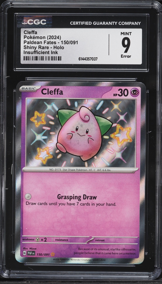 2024 Pokemon Scarlet & Violet Paldean Fates Holo Shiny Cleffa #150 CGC 9 MINT