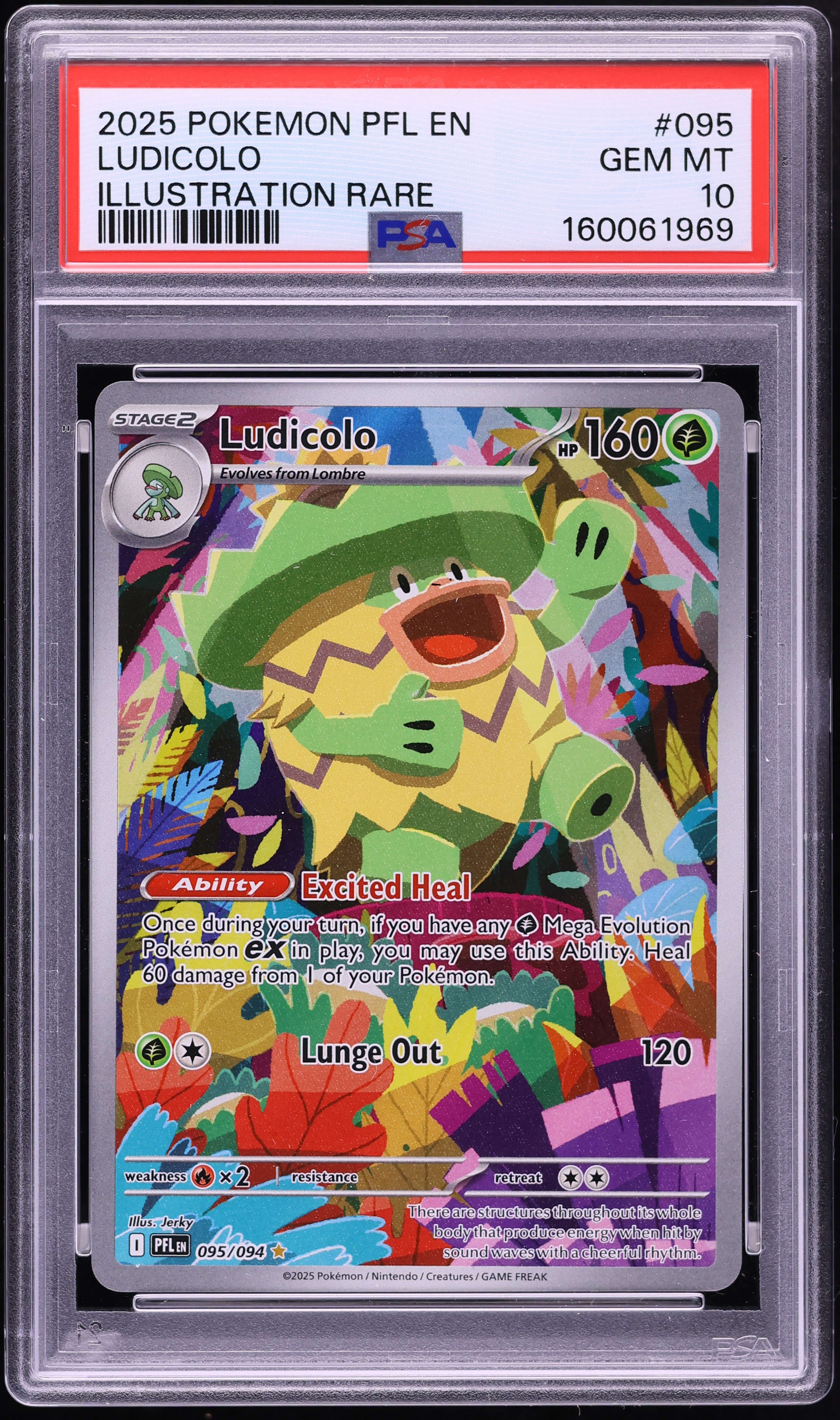 2025 Pokemon Mega Evolution Phantasmal Flames IR Ludicolo #95 PSA 10 GEM MINT
