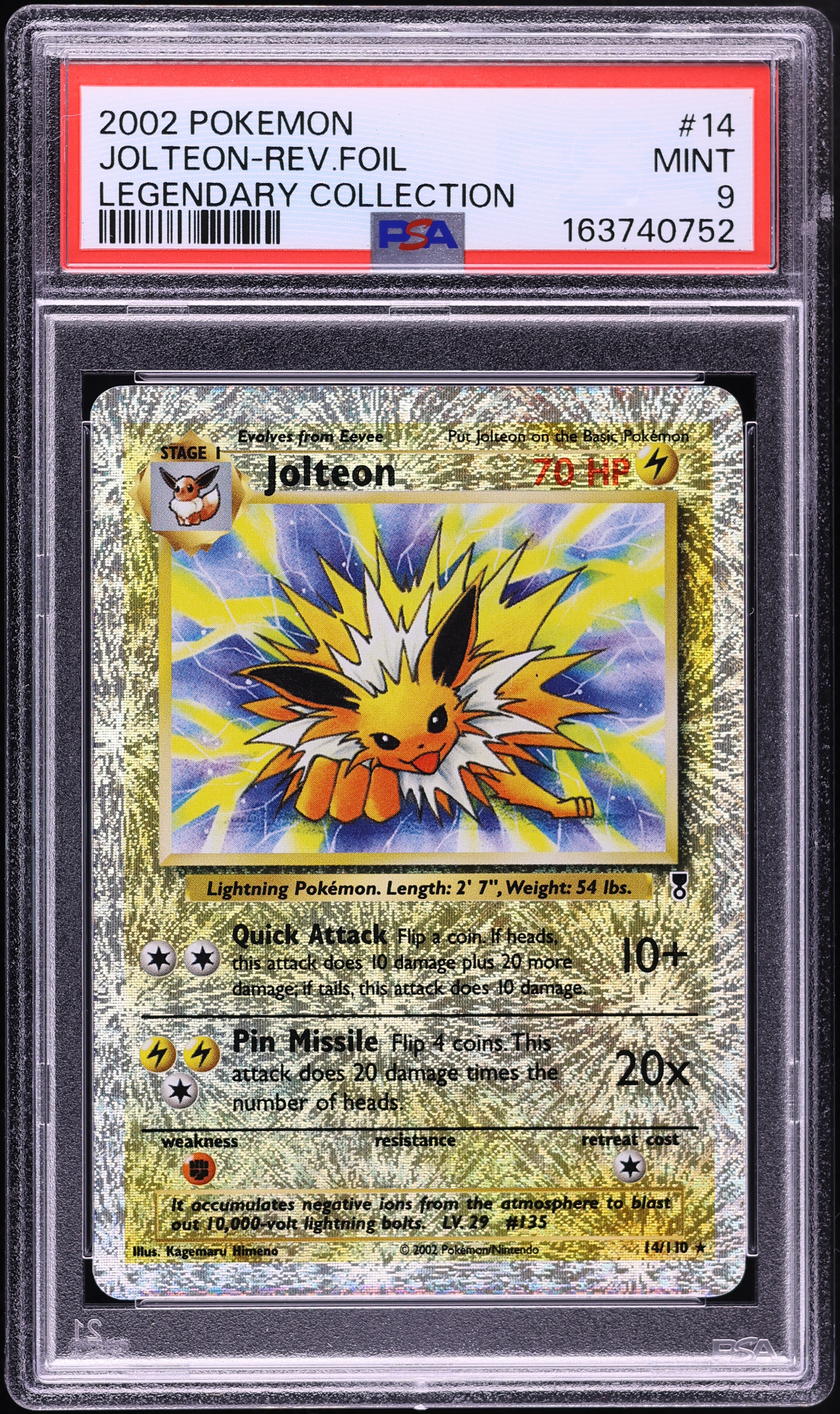 2002 Pokemon Legendary Collection Reverse Holo Jolteon #14 PSA 9 MINT