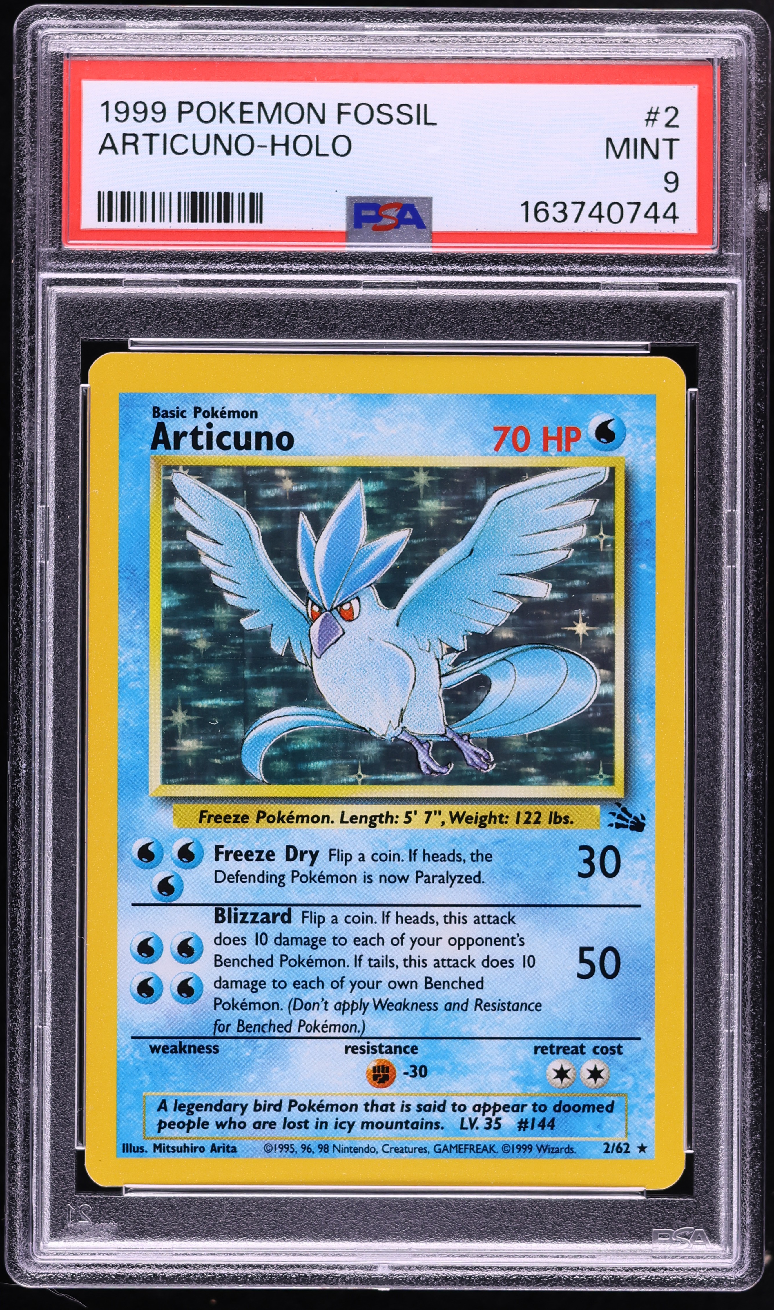 1999 Pokemon Fossil Holo Articuno #2 PSA 9 MINT