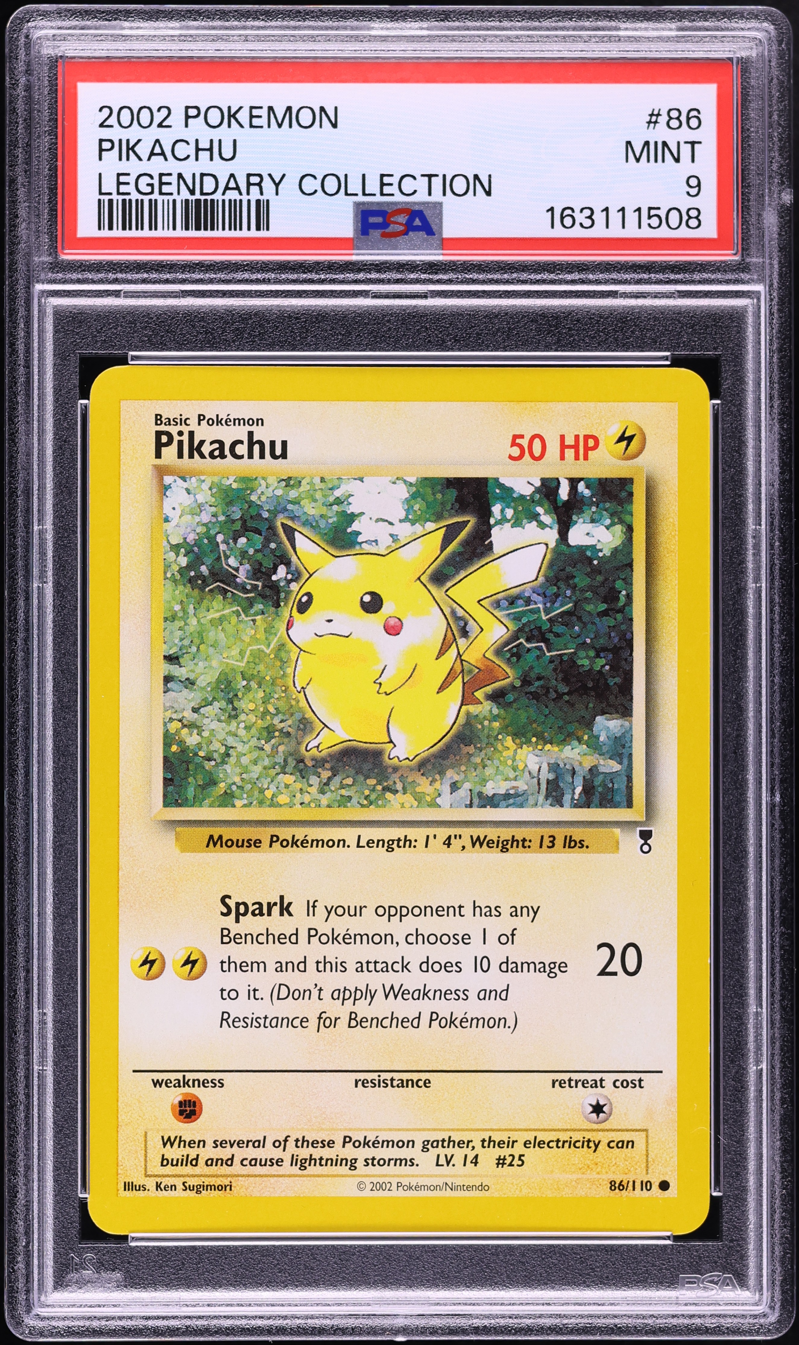 2002 Pokemon Legendary Collection Pikachu #86 PSA 9 MINT
