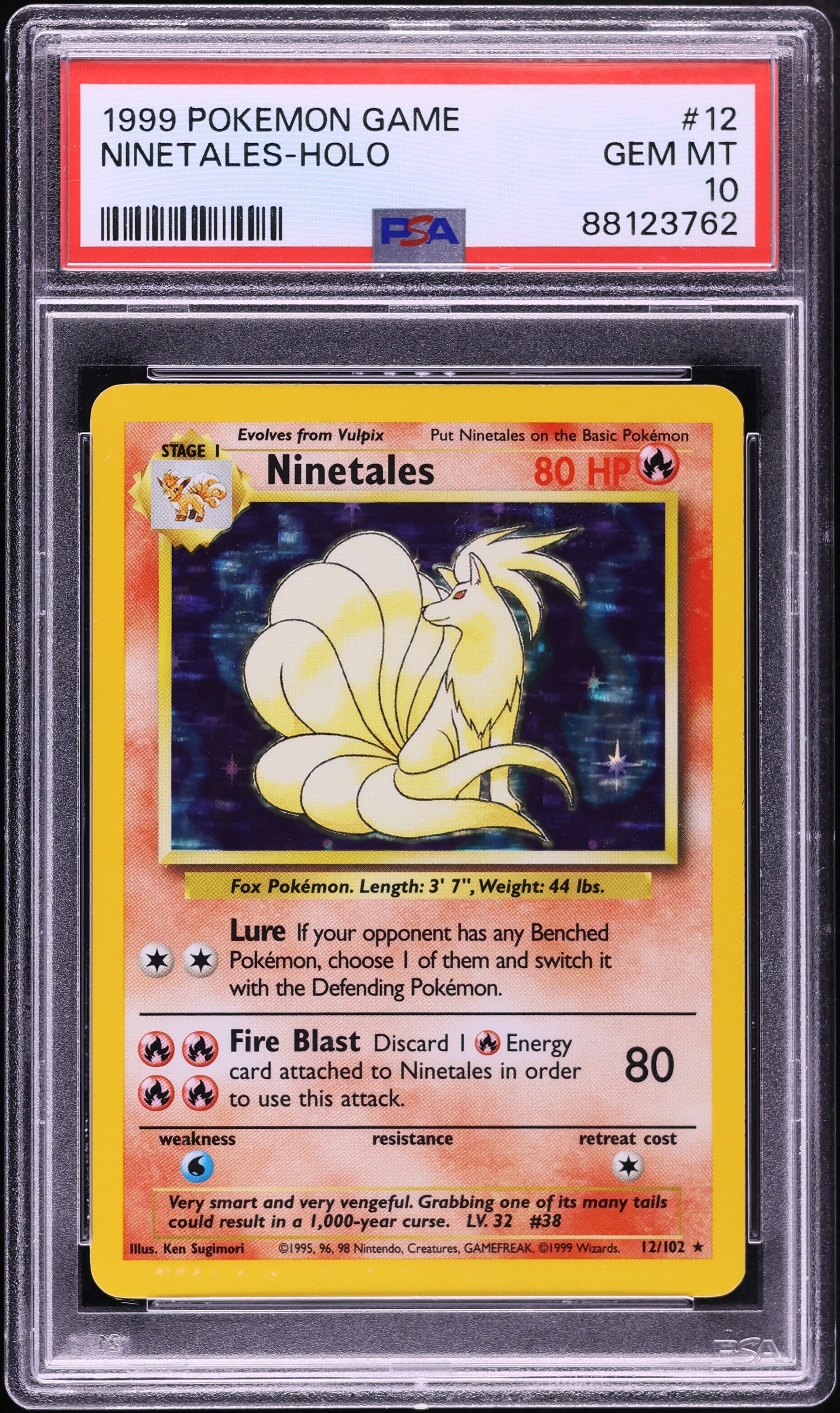 1999 Pokemon Base Set Holo Ninetales #12 PSA 10 GEM MINT