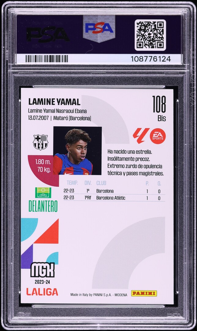 2023 Panini Megacracks La Liga EA Sports Lamine Yamal ROOKIE #108BIS PSA 8 NM-MT