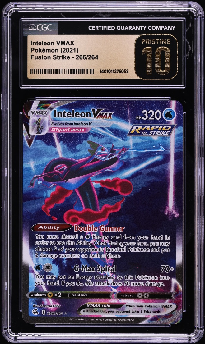 2021 Pokemon Sword & Shield Fusion Strike Alt Art Inteleon VMAX #266 CGC 10 PRISTINE