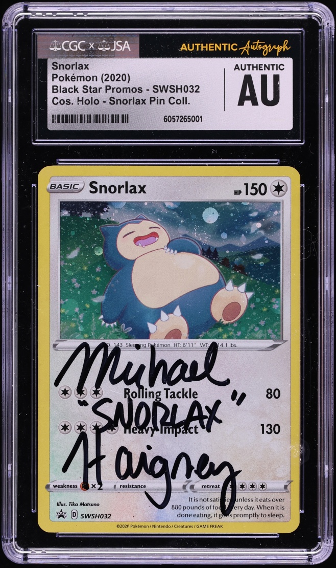 2020 Pokemon Sword & Shield Black Star Promo Pin Collection Snorlax AUTO #SWSH032 JSA CGC AUTH