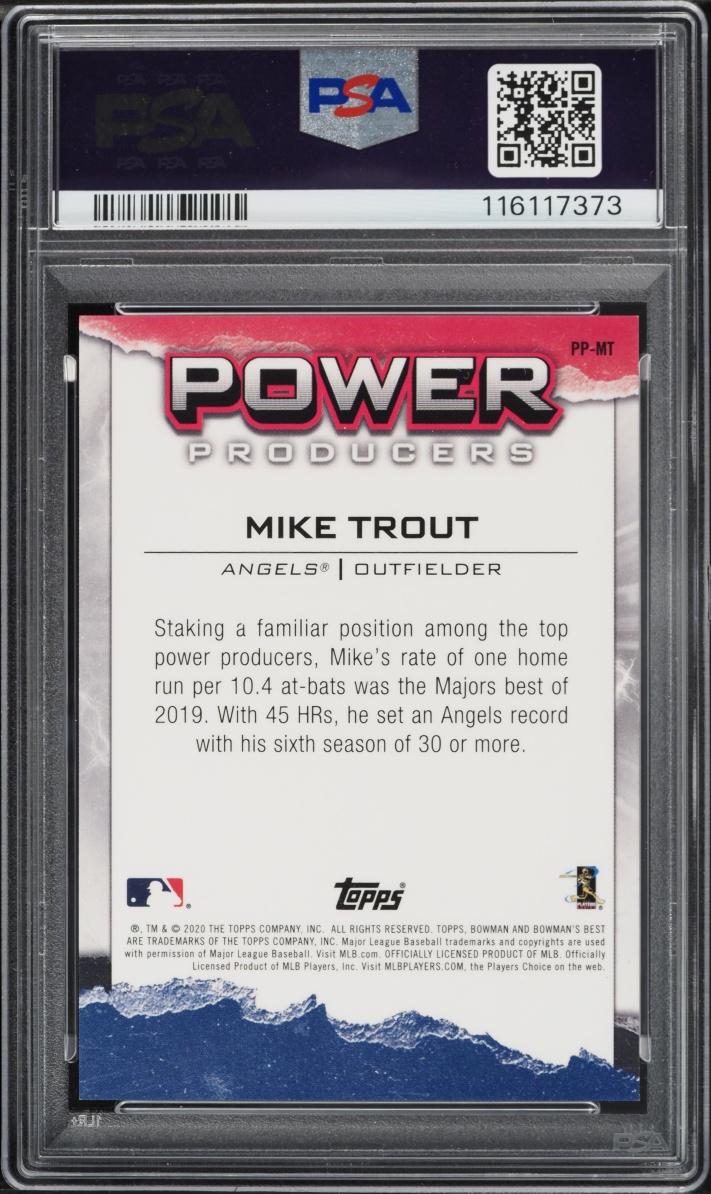 2020 Bowman's Best Power Producers Gold Refractor Mike Trout /50 #PP-MT PSA 10 GEM MINT