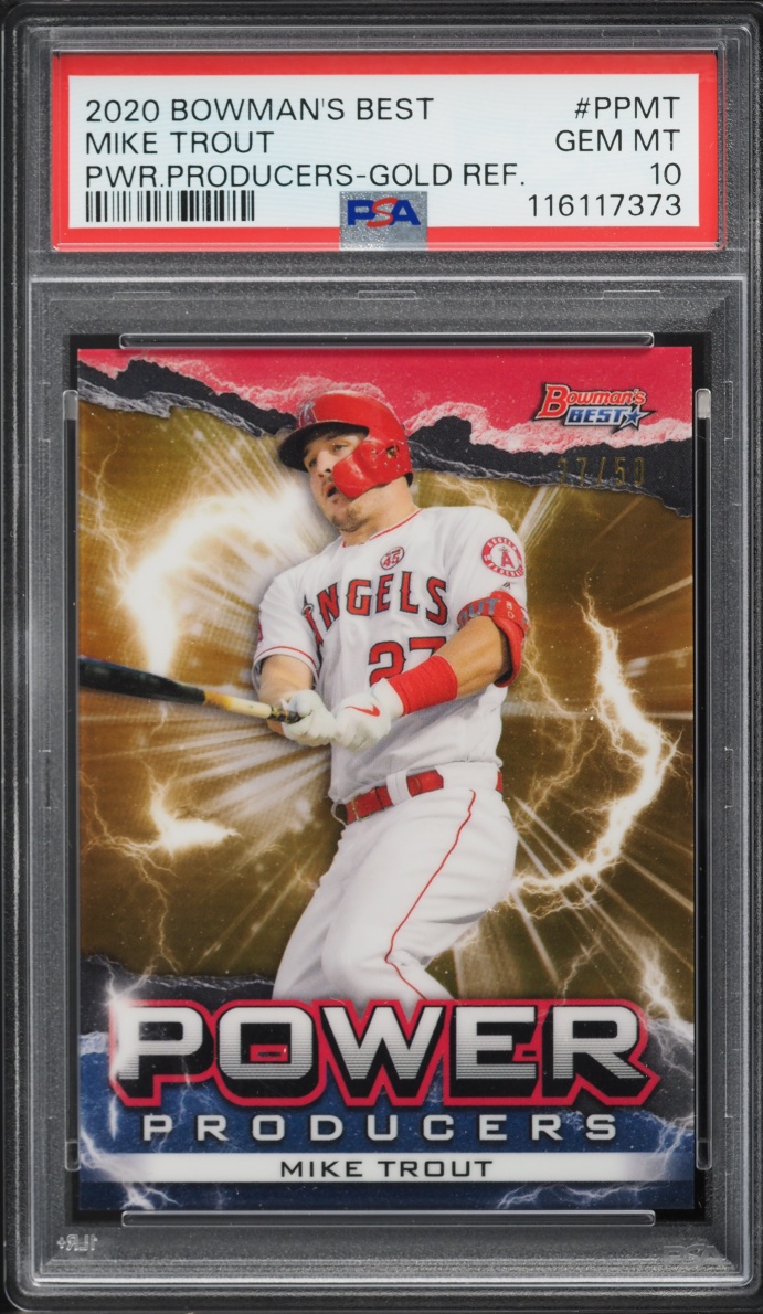 2020 Bowman's Best Power Producers Gold Refractor Mike Trout /50 #PP-MT PSA 10 GEM MINT