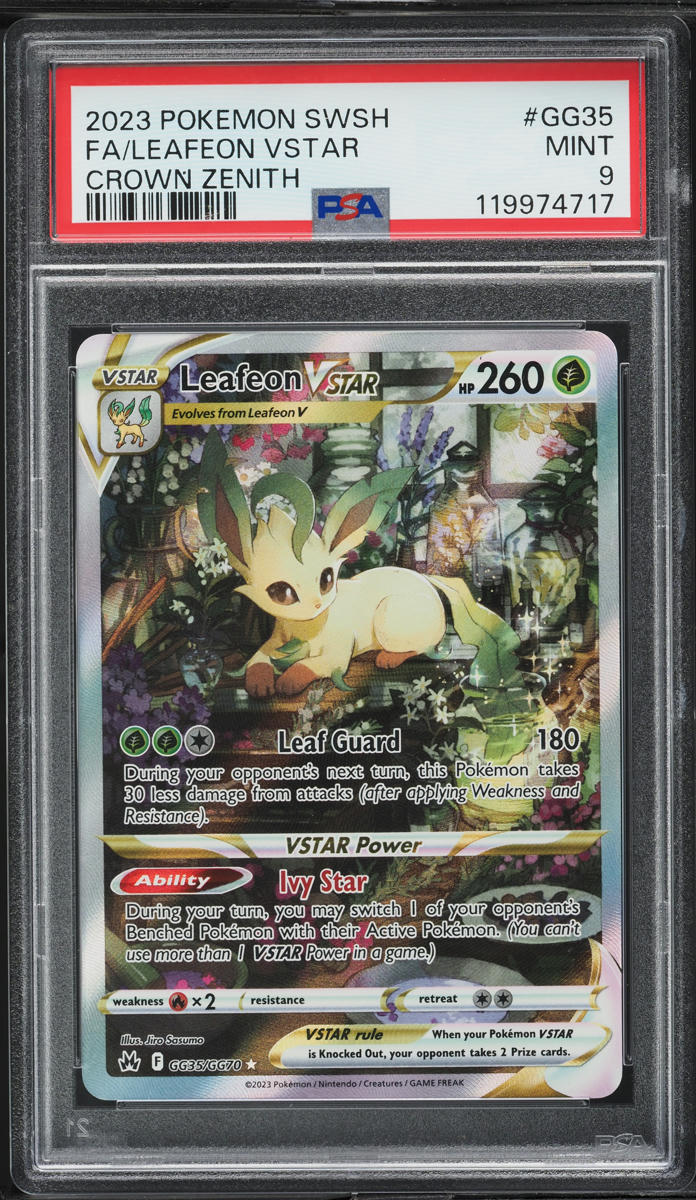 2023 Pokemon Sword & Shield Crown Zenith Full Art Leafeon VSTAR #GG35 PSA 9 MINT