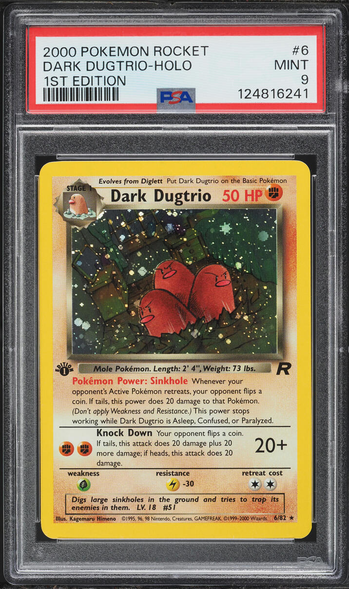 2000 Pokemon Team Rocket 1st Edition Holo Dark Dugtrio #6 PSA 9 MINT