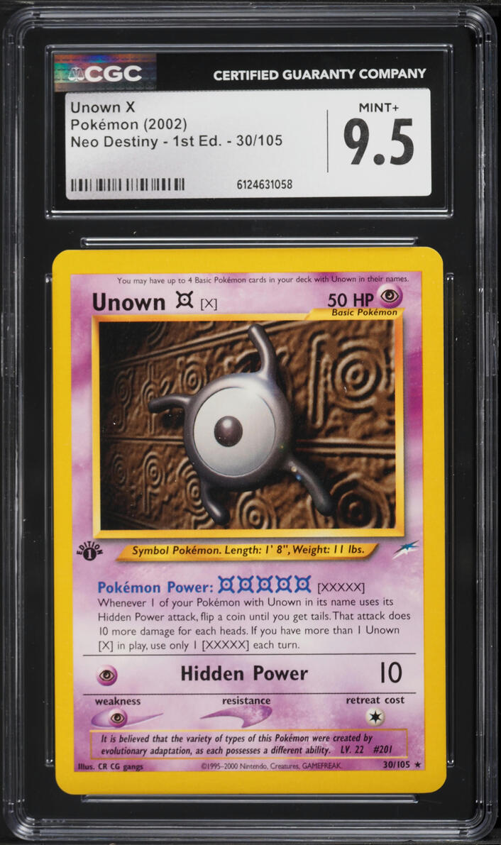 2002 Pokemon Neo Destiny 1st Edition Unown X #30 CGC 9.5 MINT+