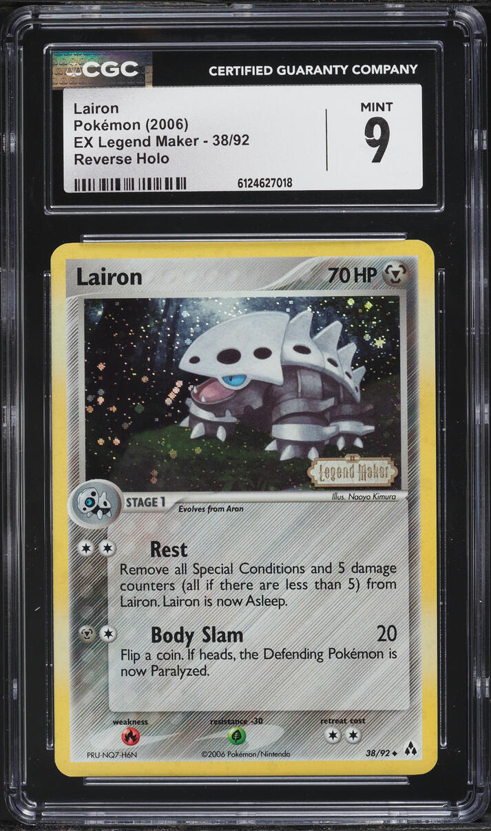 2006 Pokemon EX Legend Maker Reverse Holo Lairon #38 CGC 9 MINT