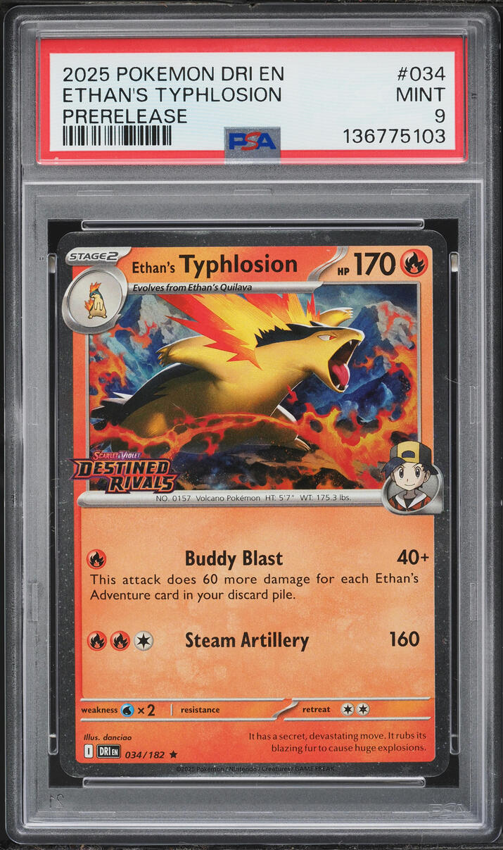 2025 Pokemon Scarlet & Violet Destined Rivals Prerelease Ethan's Typhlosion #34 PSA 9 MINT