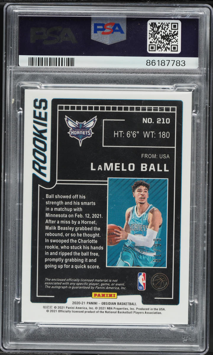 2020 Panini Obsidian LaMelo Ball ROOKIE PATCH AUTO DNA 10 /99 #210 PSA 10 GEM