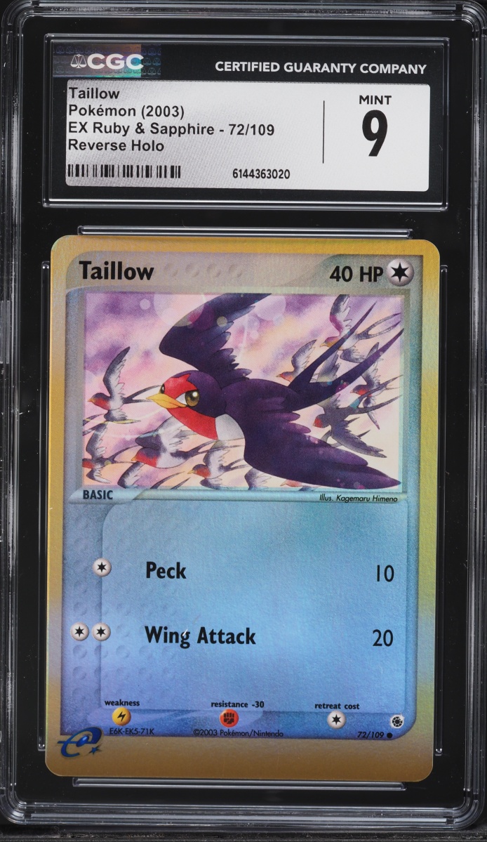 2003 Pokemon EX Ruby & Sapphire Reverse Holo Taillow #72 CGC 9 MINT