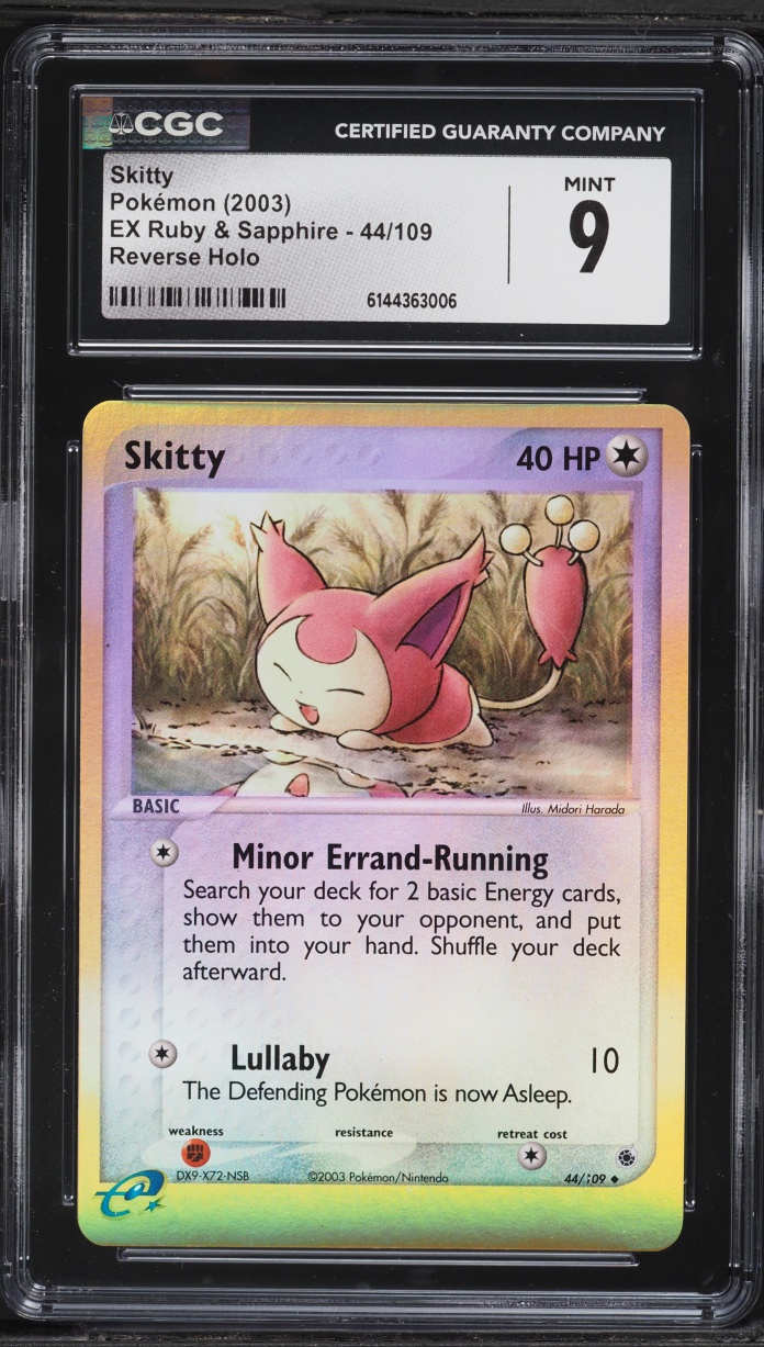 2003 Pokemon EX Ruby & Sapphire Reverse Holo Skitty #44 CGC 9 MINT