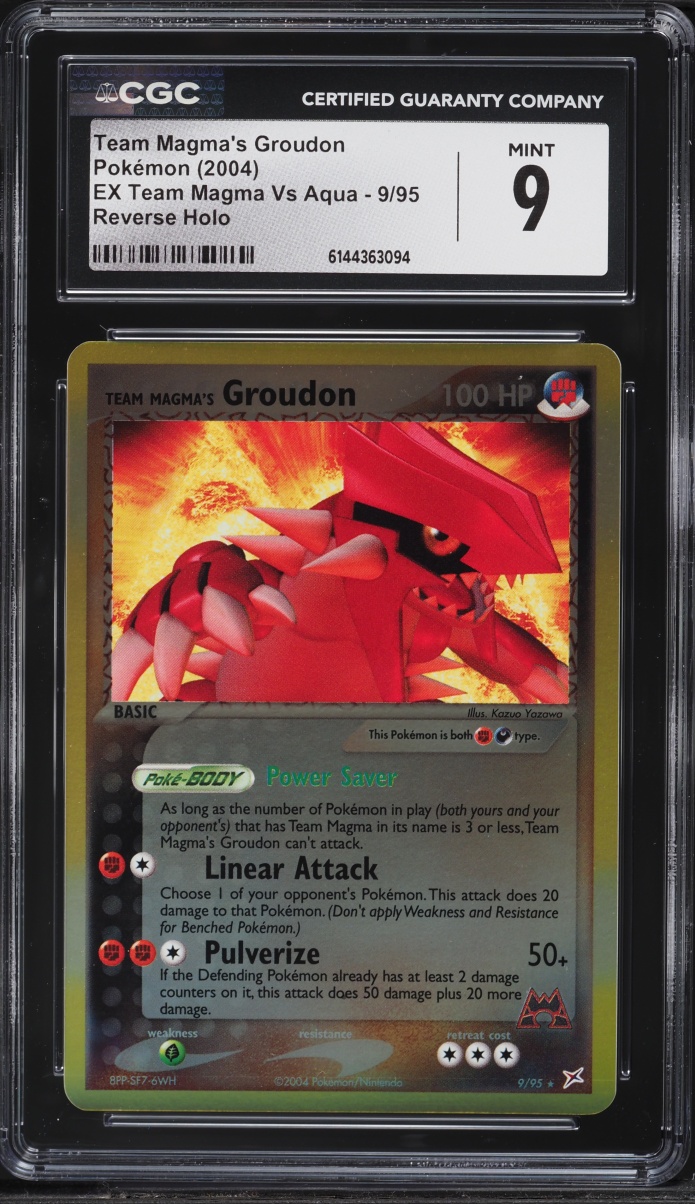 2004 Pokemon EX Team Magma Vs Aqua Reverse Holo Team Magma's Groudon #9 CGC 9 MINT