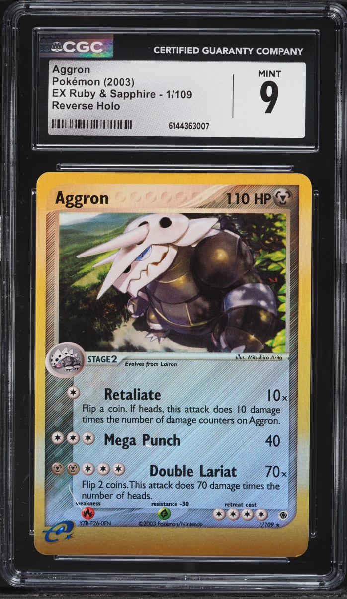 2003 Pokemon EX Ruby & Sapphire Reverse Holo Aggron #1 CGC 9 MINT