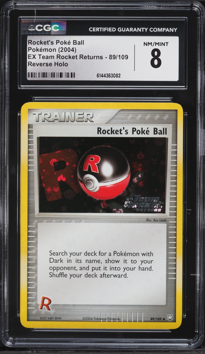2004 Pokemon EX Team Rocket Returns Reverse Holo Rocket's Poke Ball #89 CGC 8 NM-MT
