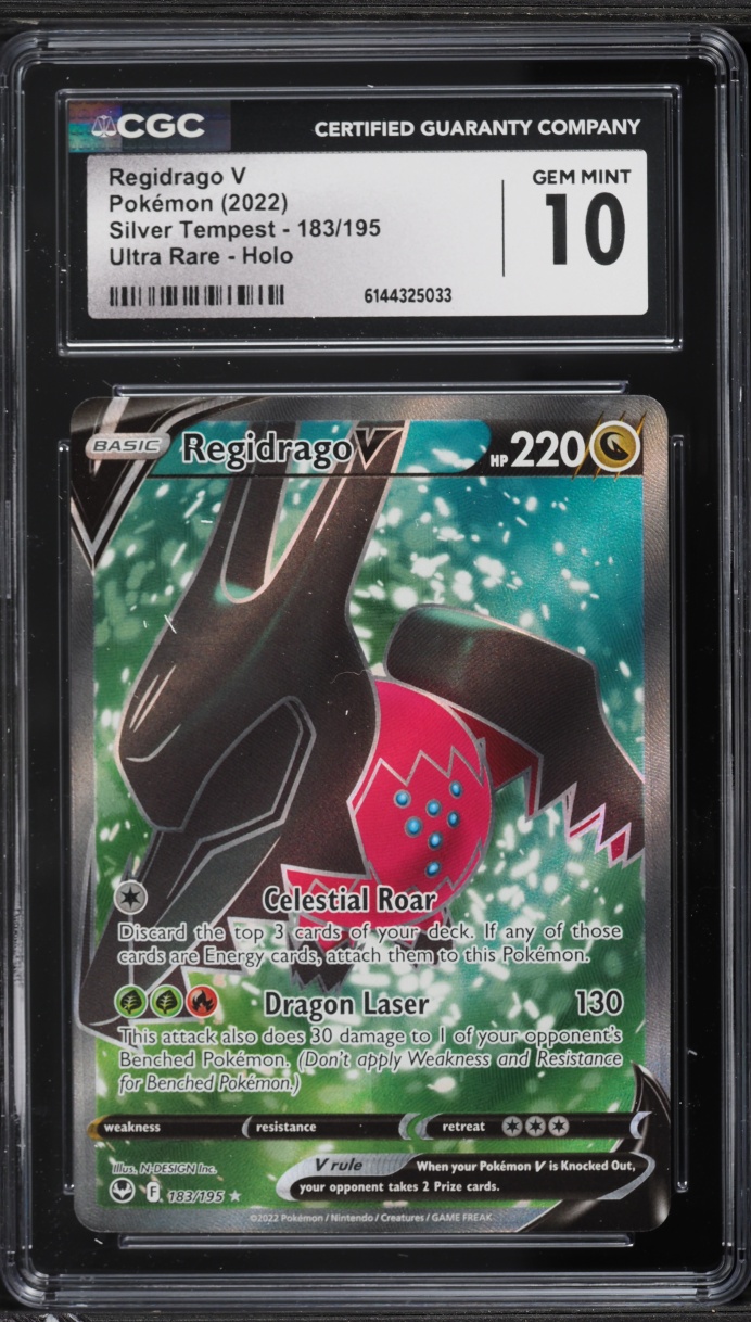 2022 Pokemon Sword & Shield Silver Tempest Full Art Regidrago V #183 CGC 10 GEM MINT