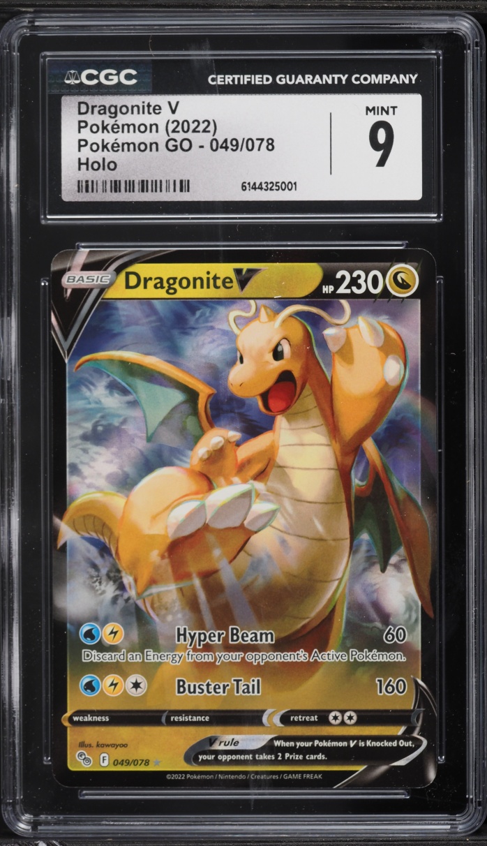 2022 Pokemon Sword & Shield Pokemon GO Holo Dragonite V #49 CGC 9 MINT