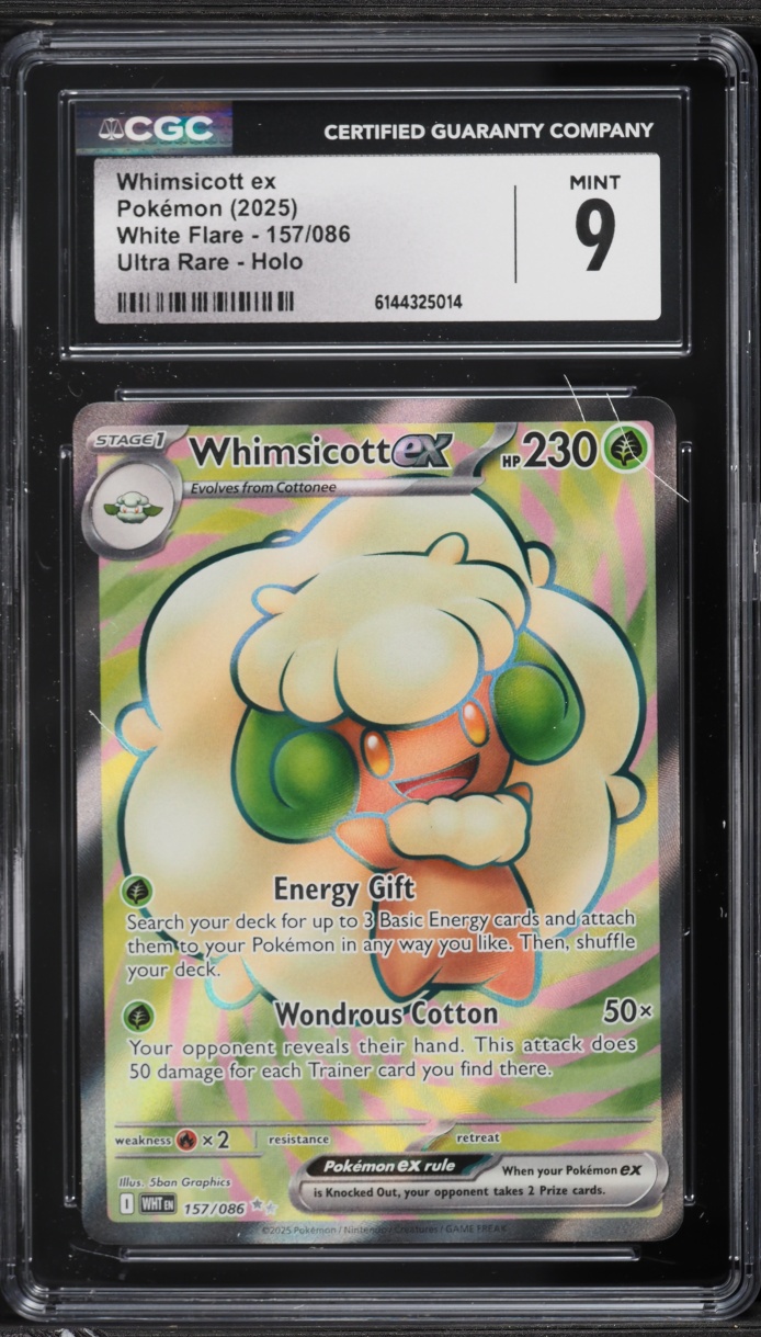 2025 Pokemon Scarlet & Violet White Flare Full Art Whimsicott ex #157 CGC 9 MINT