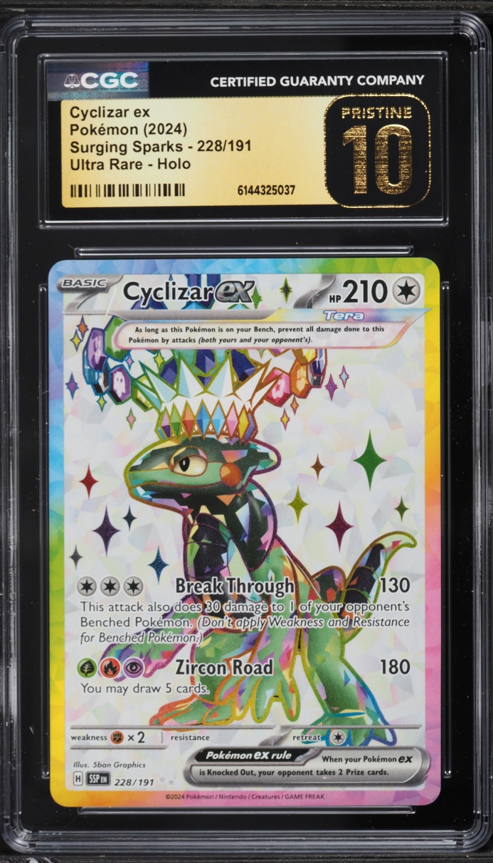 2024 Pokemon Scarlet & Violet Surging Sparks Full Art Cyclizar Ex #228 CGC 10 PRISTINE