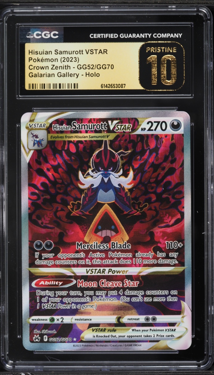 2023 Pokemon Sword & Shield Crown Zenith Alt Art Hisuian Samurott VSTAR #GG52 CGC 10 PRISTINE
