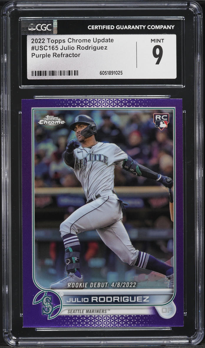 2022 Topps Chrome Update Purple Refractor Julio Rodriguez ROOKIE #USC165 CGC 9