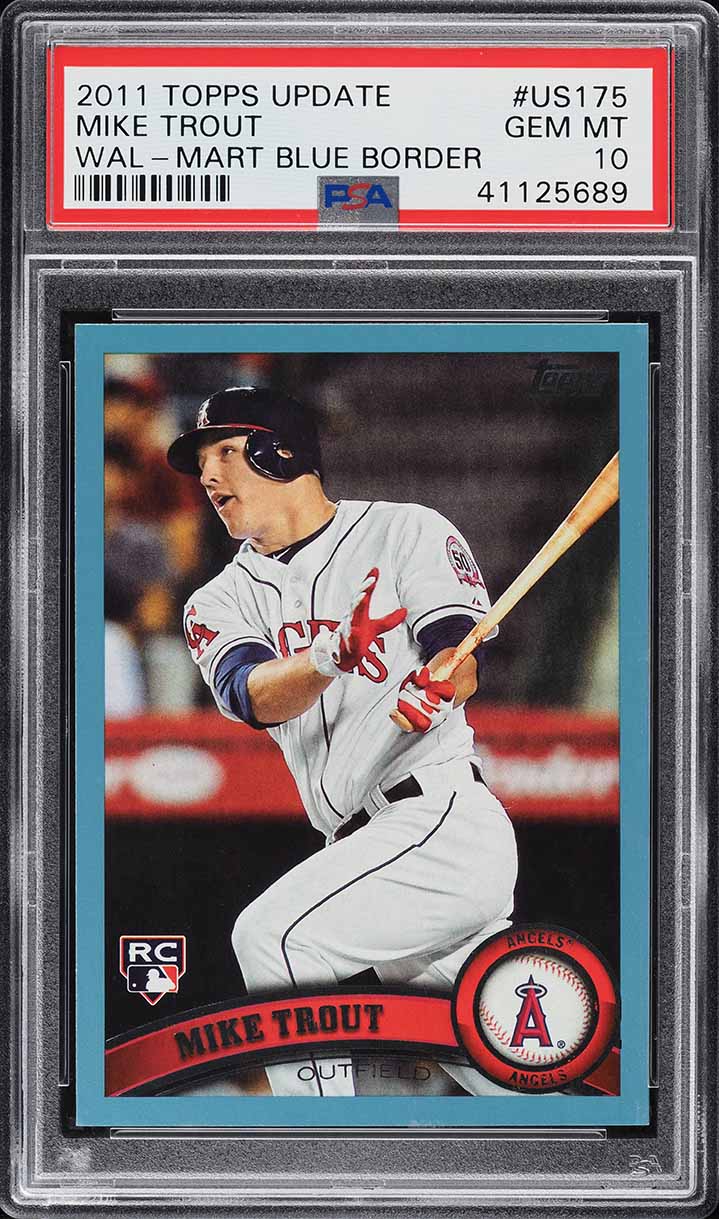 2011 Topps Update Wal-Mart Blue Border Mike Trout ROOKIE #US175 PSA 10 ...